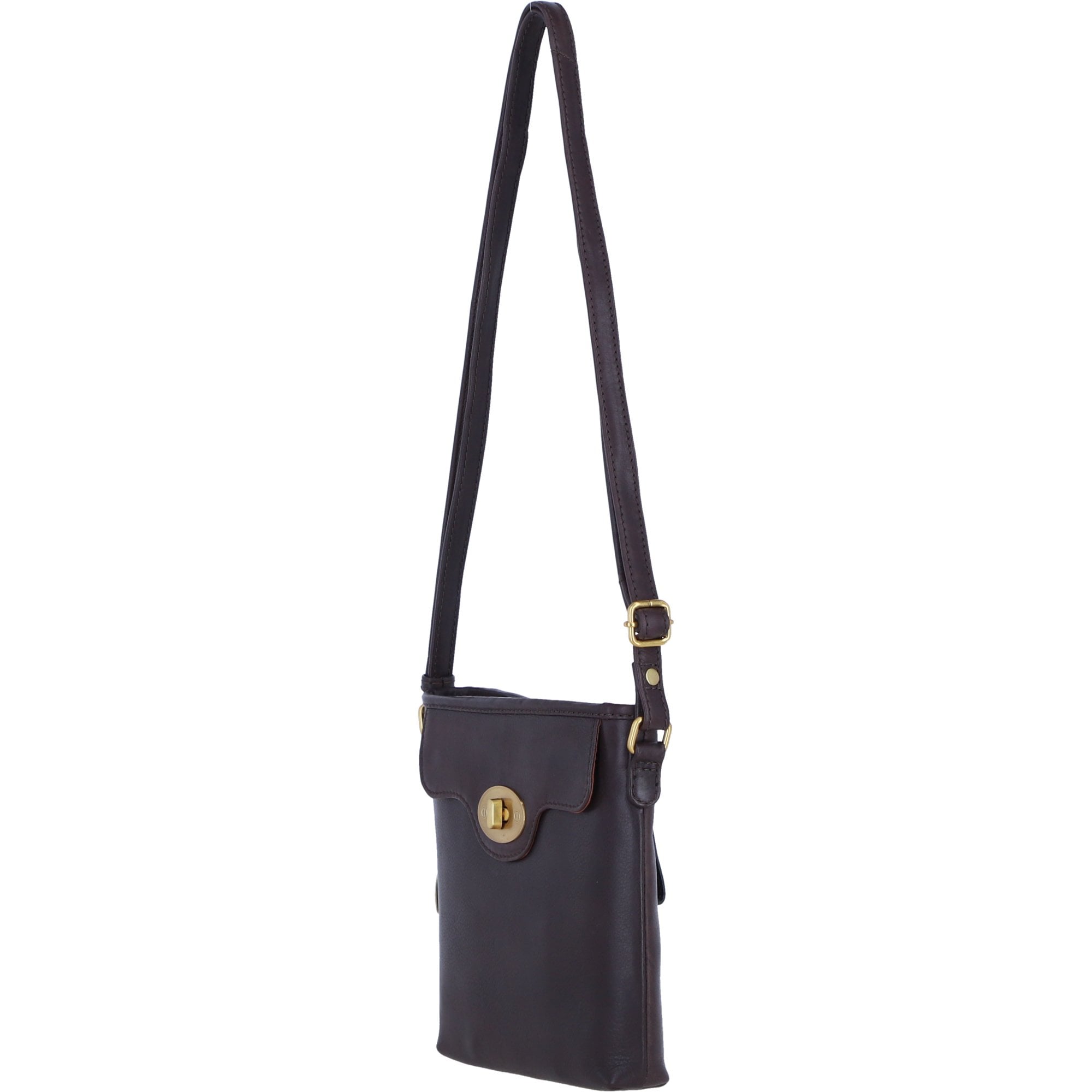 Genuine Leather Crossbody Bag with Zip Top Closure for Women in Brown: L-33