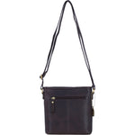 Genuine Leather Crossbody Bag with Zip Top Closure for Women in Brown: L-33