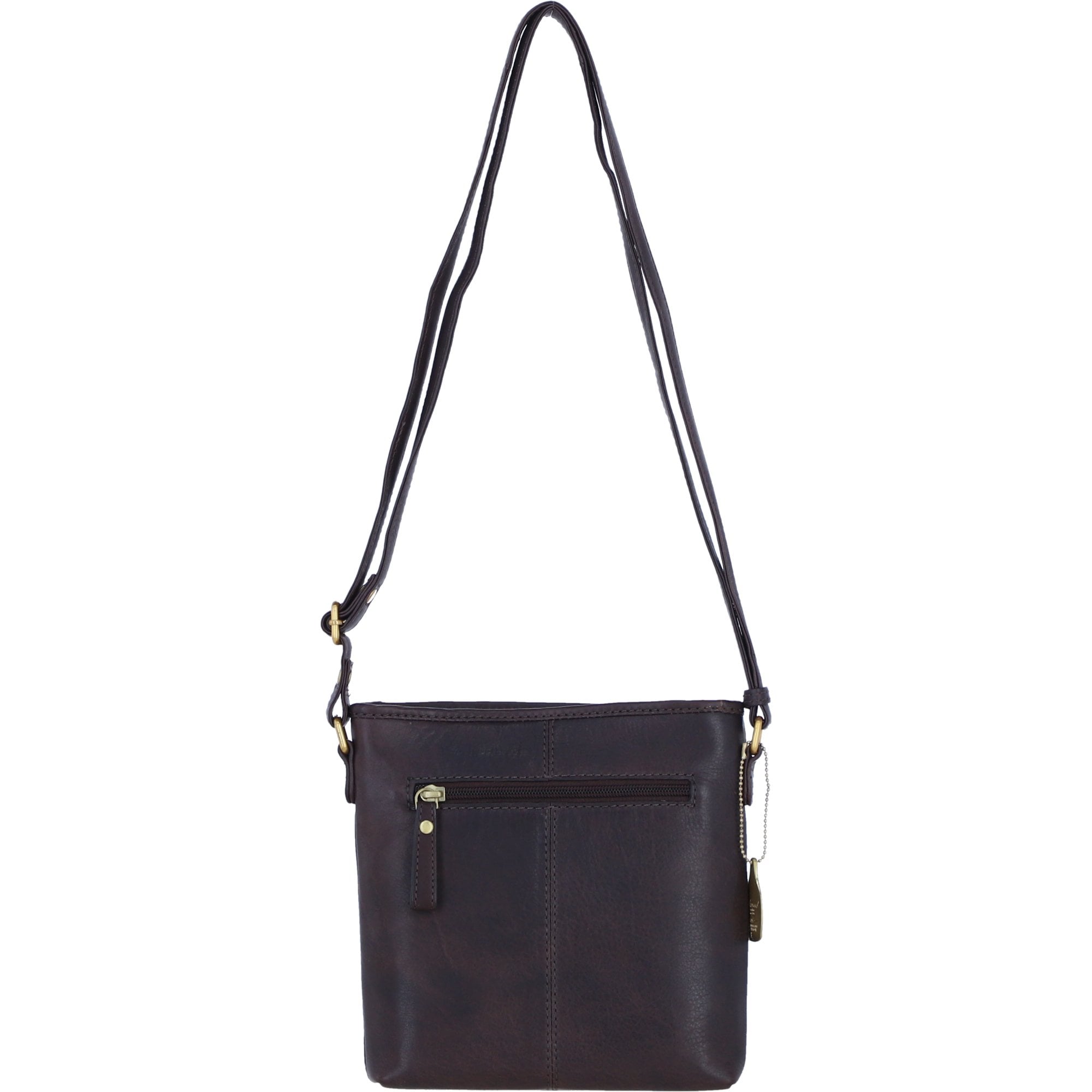 Genuine Leather Crossbody Bag with Zip Top Closure for Women in Brown: L-33