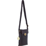 Genuine Leather Crossbody Bag with Zip Top Closure for Women in Brown: L-33
