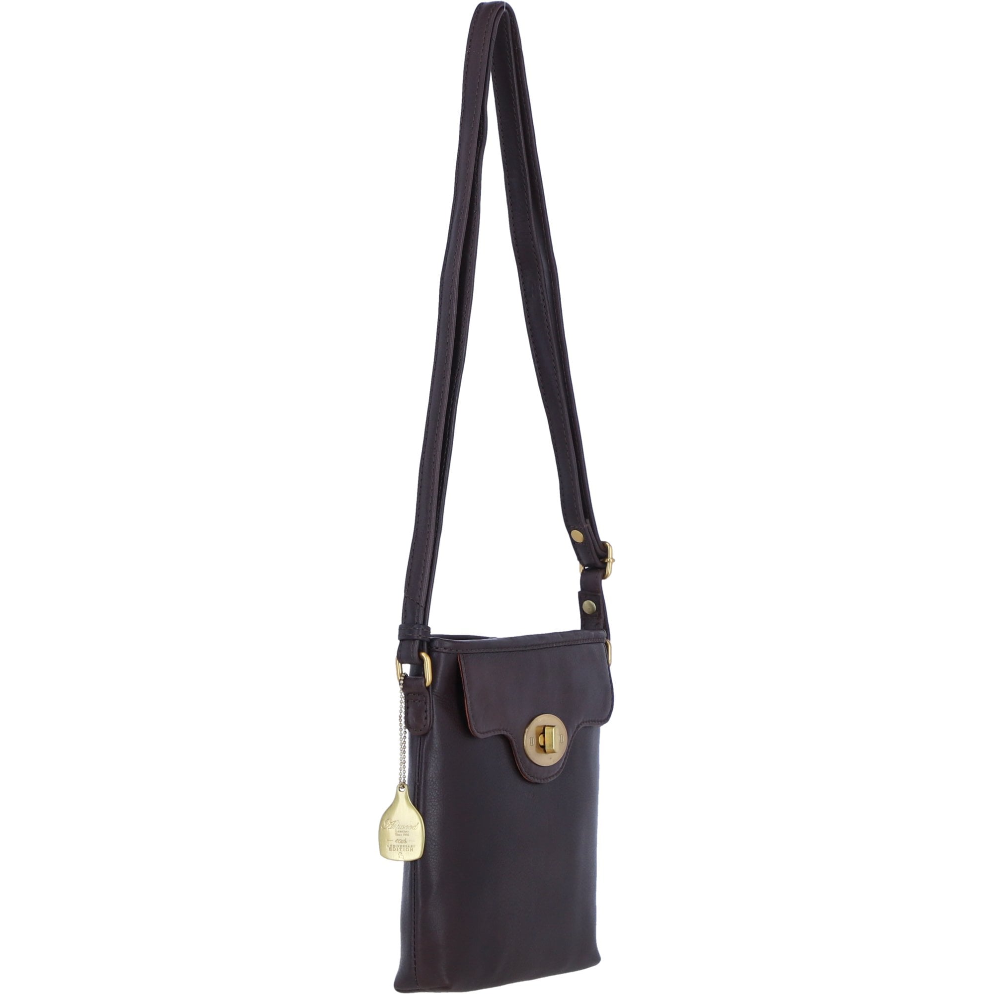 Genuine Leather Crossbody Bag with Zip Top Closure for Women in Brown: L-33