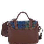 Ashwood Leather & Harris Tweed® Cloth Micro Satchel Bag with Twist Lock Tan/Purple: TW-36-13-TP