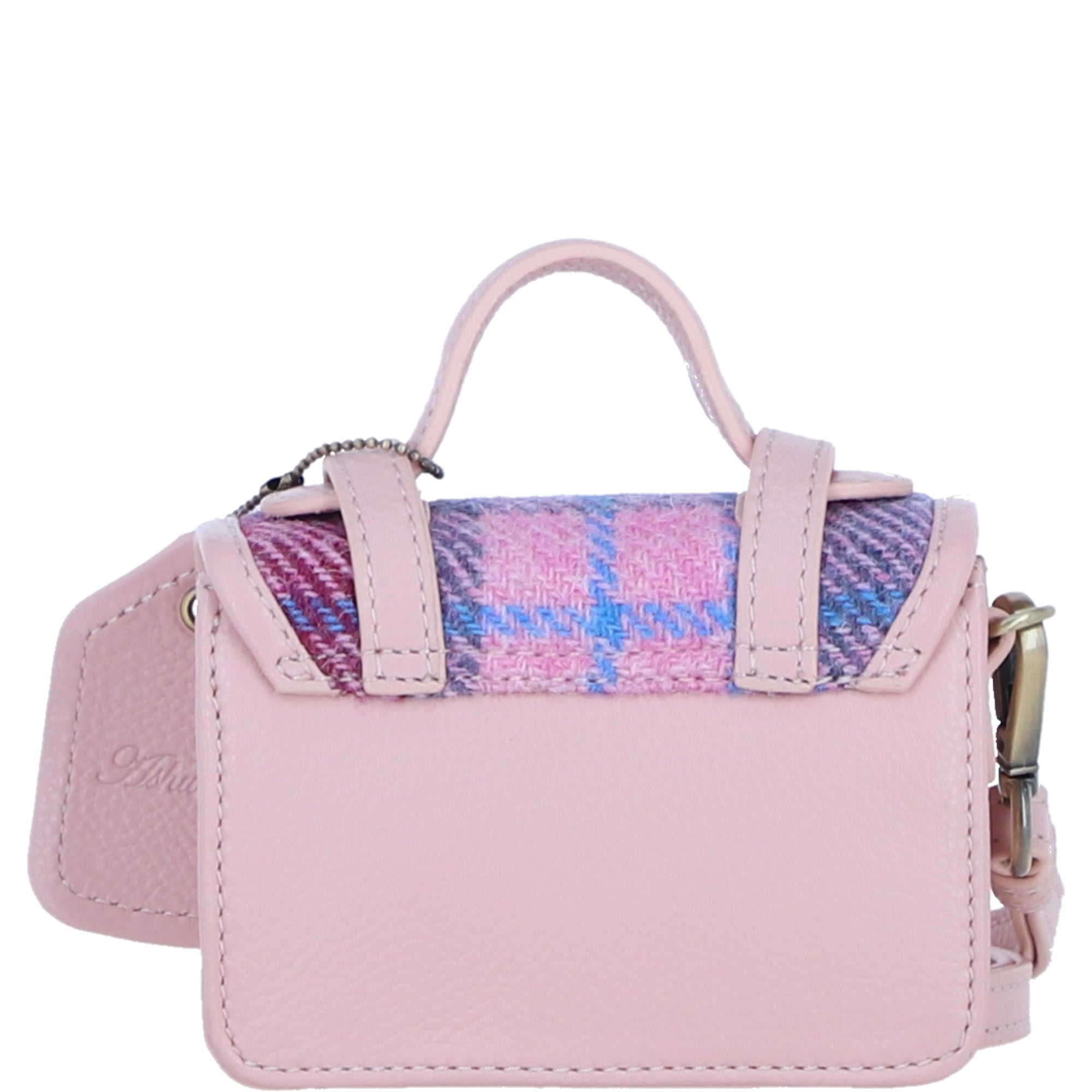 Ashwood Leather & Harris Tweed® Cloth Micro Satchel Bag with Twist Lock Baby Pink/Baby Pink: TW-36-15-BP