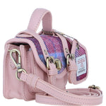 Ashwood Leather & Harris Tweed® Cloth Micro Satchel Bag with Twist Lock Baby Pink/Baby Pink: TW-36-15-BP