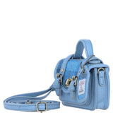 Ashwood Leather & Harris Tweed® Cloth Micro Satchel Bag with Twist Lock Baby Blue/Lt.Blue: TW-36-19-BB