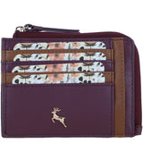 Ashwood Leather RFID Protected Purse with Zip Pocket BORDEAUX/TAN: 31800