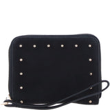 Brampton Genuine Suede Leather Zip-Around Wristlet Purse in Black: 32554