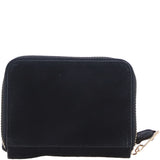 Brampton Genuine Suede Leather Zip-Around Wristlet Purse in Black: 32554