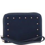 Brampton Genuine Suede Leather Zip-Around Wristlet Purse in Deep Navy: 32554