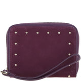 Brampton Genuine Suede Leather Zip-Around Wristlet Purse in Fig: 32554