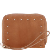Brampton Genuine Suede Leather Zip-Around Wristlet Purse in Lt Tan: 32554