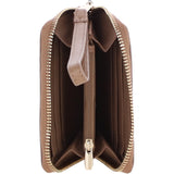 Brampton Genuine Suede Leather Zip-Around Wristlet Purse in Toasted Coconut: 32554