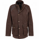 Ashwood Leather Men’s Heavyweight Nubuck Leather Jacket with Detachable Waistcoat Dk Brown: Grant