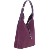 Brampton Large Suede Leather Hobo Bag in Fig: 65525