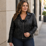Ladies Ashwood Leather Plus Size Biker Jacket Black: AWL-1991 Plus