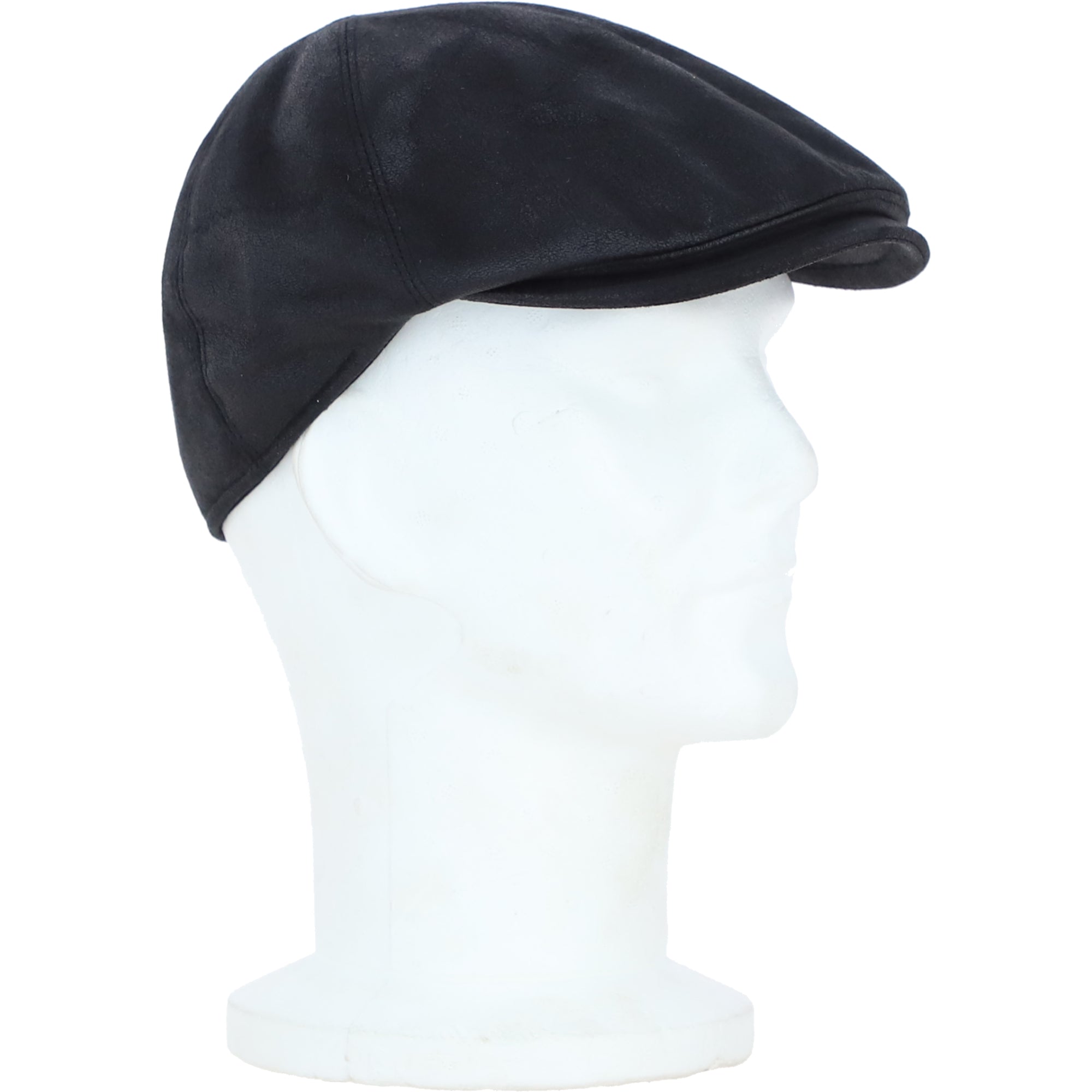 Major 6 Panel Faux Leather Flat Cap in Black: E38-390