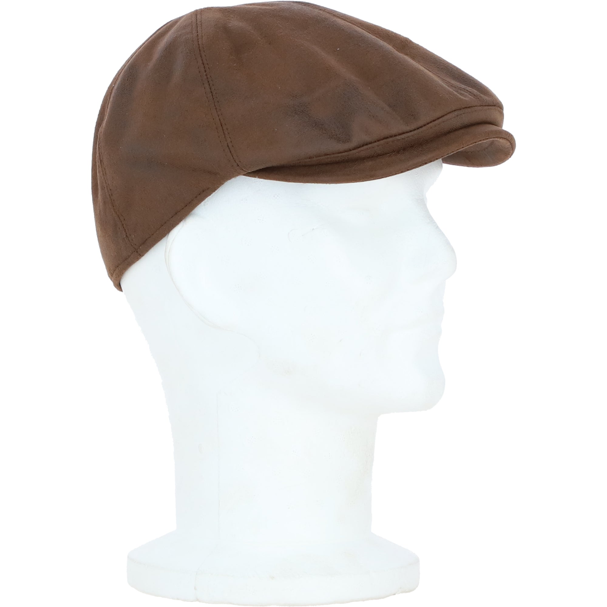 Major 6 Panel Faux Leather Flat Cap in Brown: E38-390