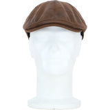 Major 6 Panel Faux Leather Flat Cap in Brown: E38-390