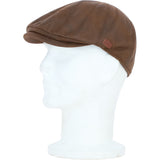 Major 6 Panel Faux Leather Flat Cap in Brown: E38-390