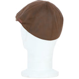 Major 6 Panel Faux Leather Flat Cap in Brown: E38-390