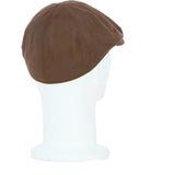 Major 6 Panel Faux Leather Flat Cap in Brown: E38-390