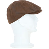 Major 6 Panel Faux Leather Flat Cap in Brown: E38-390