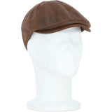 Major 6 Panel Faux Leather Flat Cap in Brown: E38-390