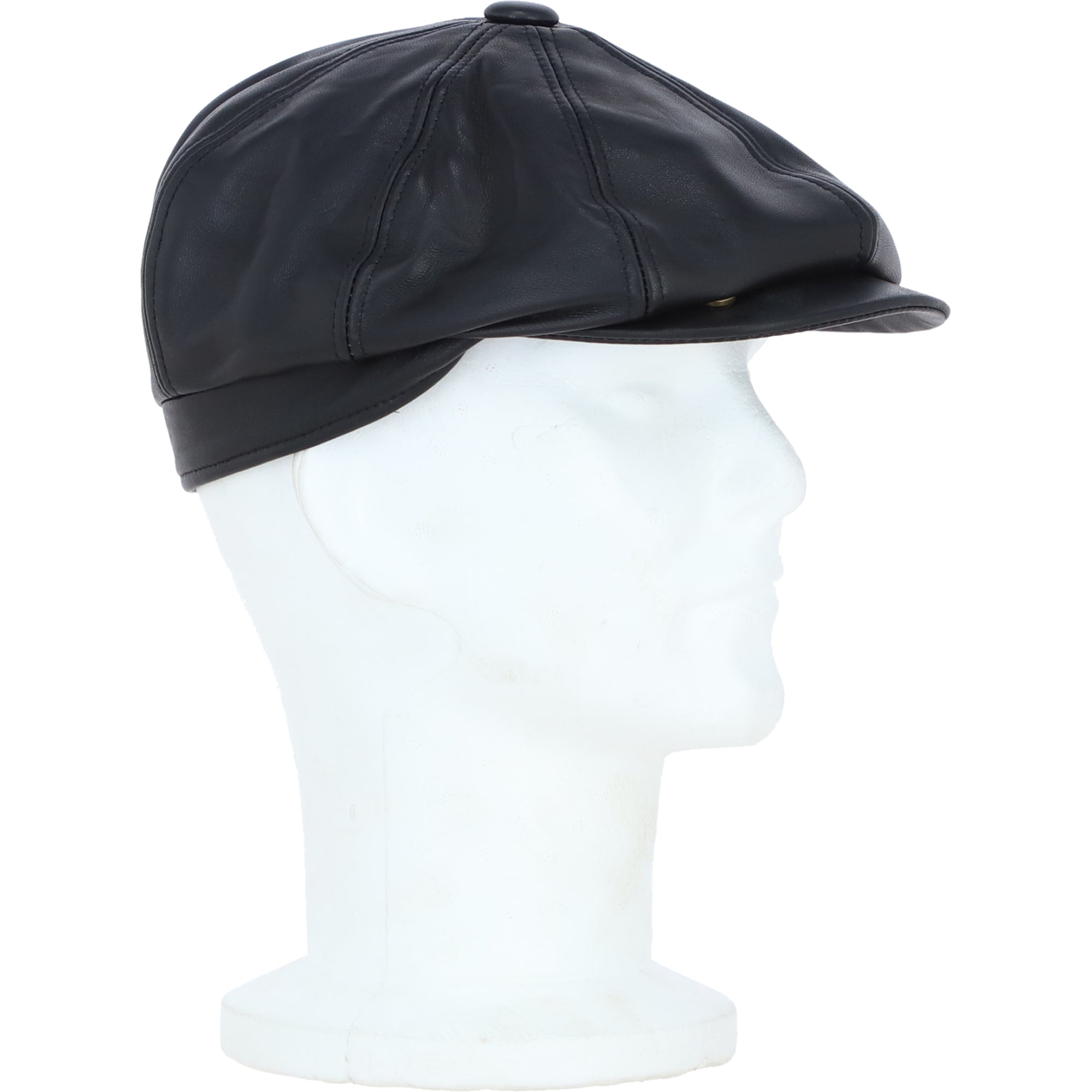 Major Real Leather 8 Panel Newsboy Cap Black: E40-89