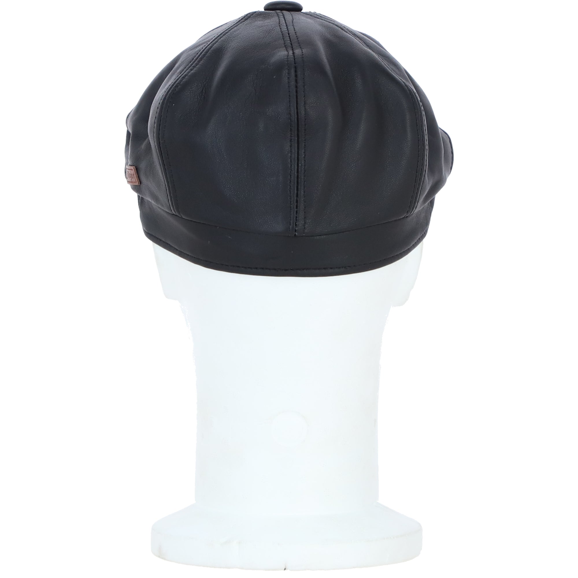 Major Real Leather 8 Panel Newsboy Cap Black: E40-89