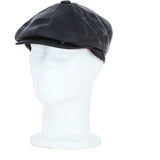 Major Real Leather 8 Panel Newsboy Cap Black: E40-89