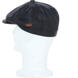 Major Real Leather 8 Panel Newsboy Cap Black: E40-89