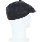 Major Real Leather 8 Panel Newsboy Cap Black: E40-89