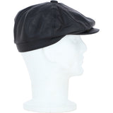 Major Real Leather 8 Panel Newsboy Cap Black: E40-89