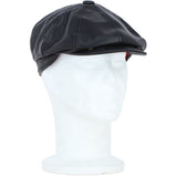 Major Real Leather 8 Panel Newsboy Cap Black: E40-89