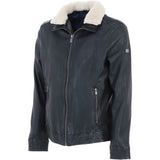 Trapper Mens Real Leather Trucker Style Jacket Black: Trap Edward