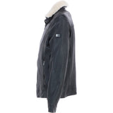 Trapper Mens Real Leather Trucker Style Jacket Black: Trap Edward