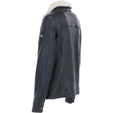 Trapper Mens Real Leather Trucker Style Jacket Black: Trap Edward