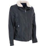 Trapper Mens Real Leather Trucker Style Jacket Black: Trap Edward