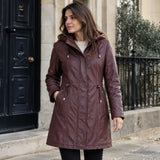 Stylish Ashwood Leather Ladies Three Quarter Jacket Burgundy: Emilia