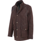 Ashwood Leather Men’s Heavyweight Nubuck Leather Jacket with Detachable Waistcoat Dk Brown: Grant