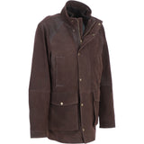 Ashwood Leather Men’s Heavyweight Nubuck Leather Jacket with Detachable Waistcoat Dk Brown: Grant