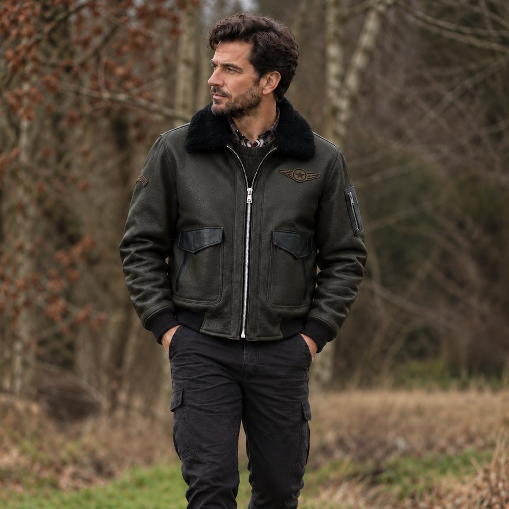 Luxury  Sheepskin Pilot Jacket Antique: NCAF1