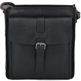 Mens 3 Pocket Medium Leather Messenger Bag Black : 4552