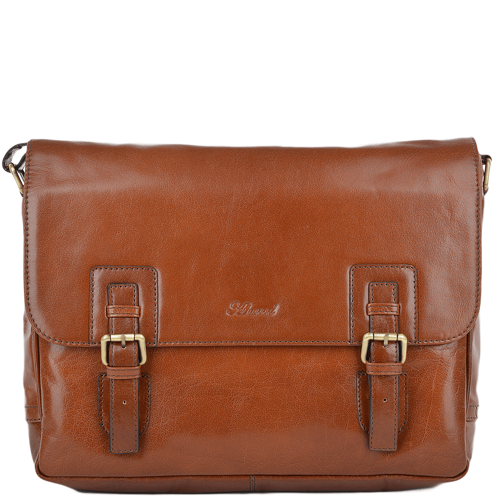 Mens Double Clasp Laptop Satchel Chestnut/vt : Jasper