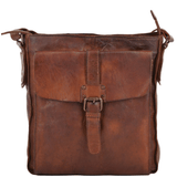 Mens Vintage  Wash Leather A4 Side Bag Rust : 7994