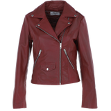 Exquisite Ashwood Leather Ladies Plus Size Biker Jacket Burgundy: AWL-1881 Plus