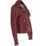 Exquisite Ashwood Leather Ladies Plus Size Biker Jacket Burgundy: AWL-1881 Plus