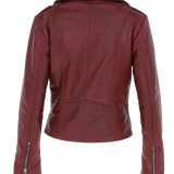 Exquisite Ashwood Leather Ladies Plus Size Biker Jacket Burgundy: AWL-1881 Plus