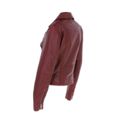 Exquisite Ashwood Leather Ladies Plus Size Biker Jacket Burgundy: AWL-1881 Plus