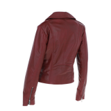 Exquisite Ashwood Leather Ladies Plus Size Biker Jacket Burgundy: AWL-1881 Plus